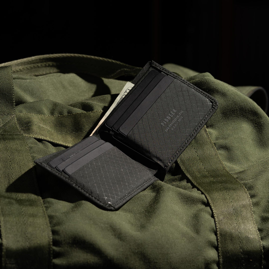 Pioneer Division Billfold Forest Open on bag #color_forest-10xd